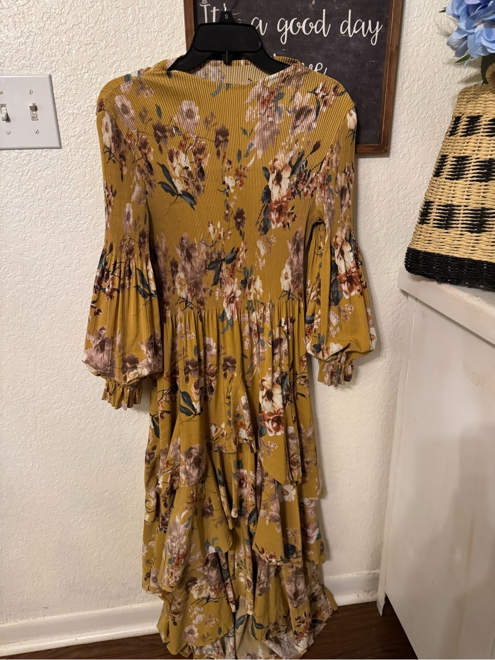 Floral Tiered Maxi Dress in Mustard Yellow